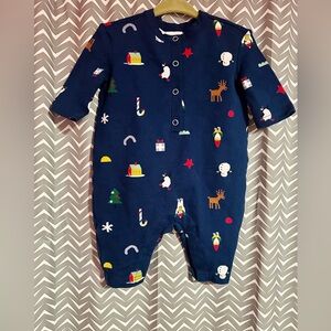 NWOT Hanna Andersson | Holiday Romper in Festive Friends, Size 0-3m